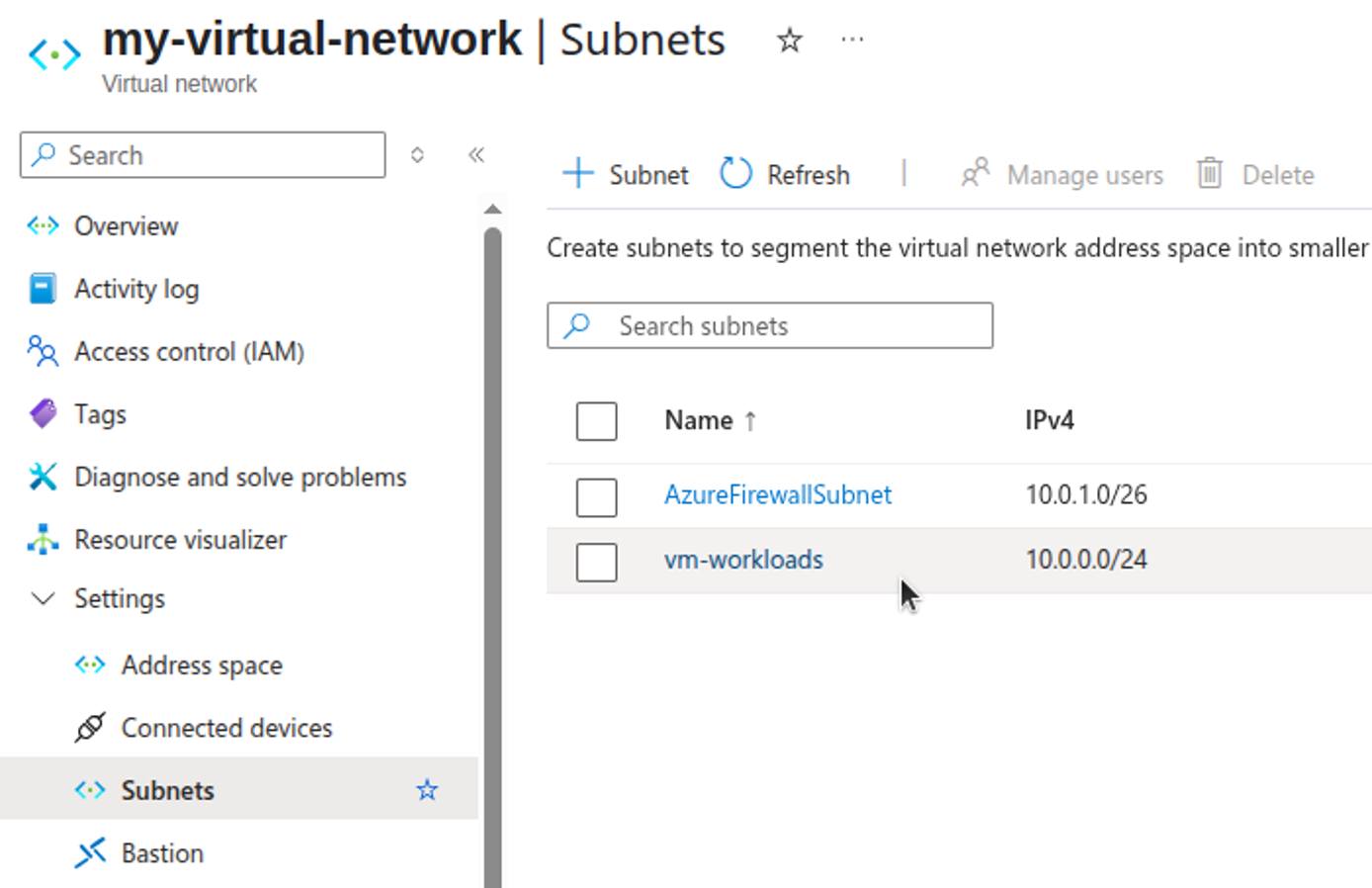 Diagram showing VM subnet IP address range. Diagram showing VM subnet IP address range.